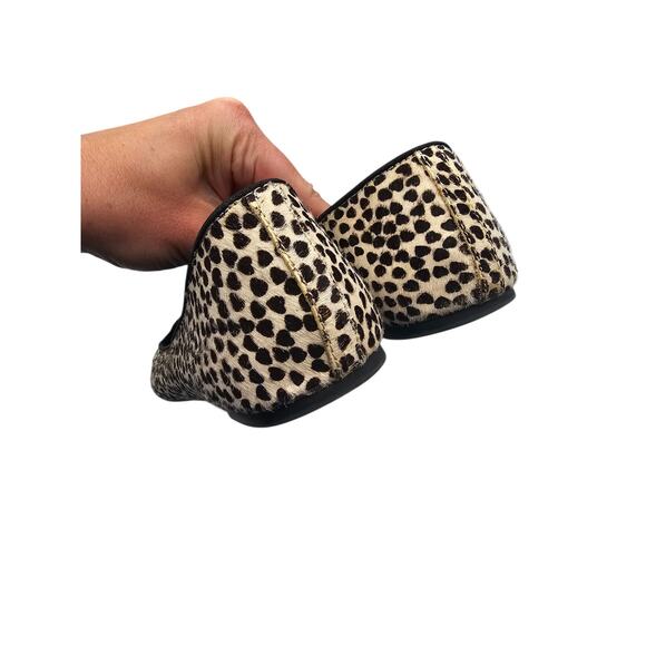 Express Womens Sz 9 Pointed Toe Ballet Flats Calf Hair Black Cream Hearts - Picture 7 of 7